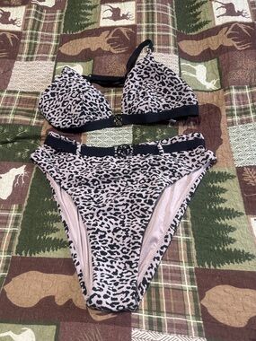 Victoria's Secret Pink and Black Leopard Print Bikini Set